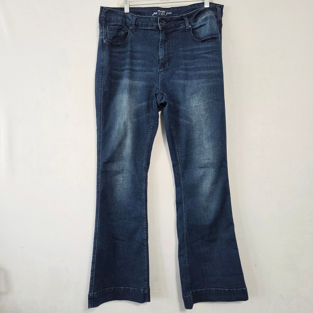 Cowgirl Tuff Co Jeans Womens 35x33.5 Dark Wash Whisker Flare Leg Rodeo Cowgirl